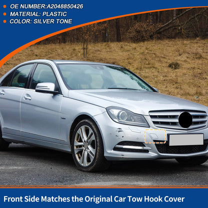 Front Car Bumper Tow Hook Cover for Mercedes-Benz (2012-2015) Silver Tone