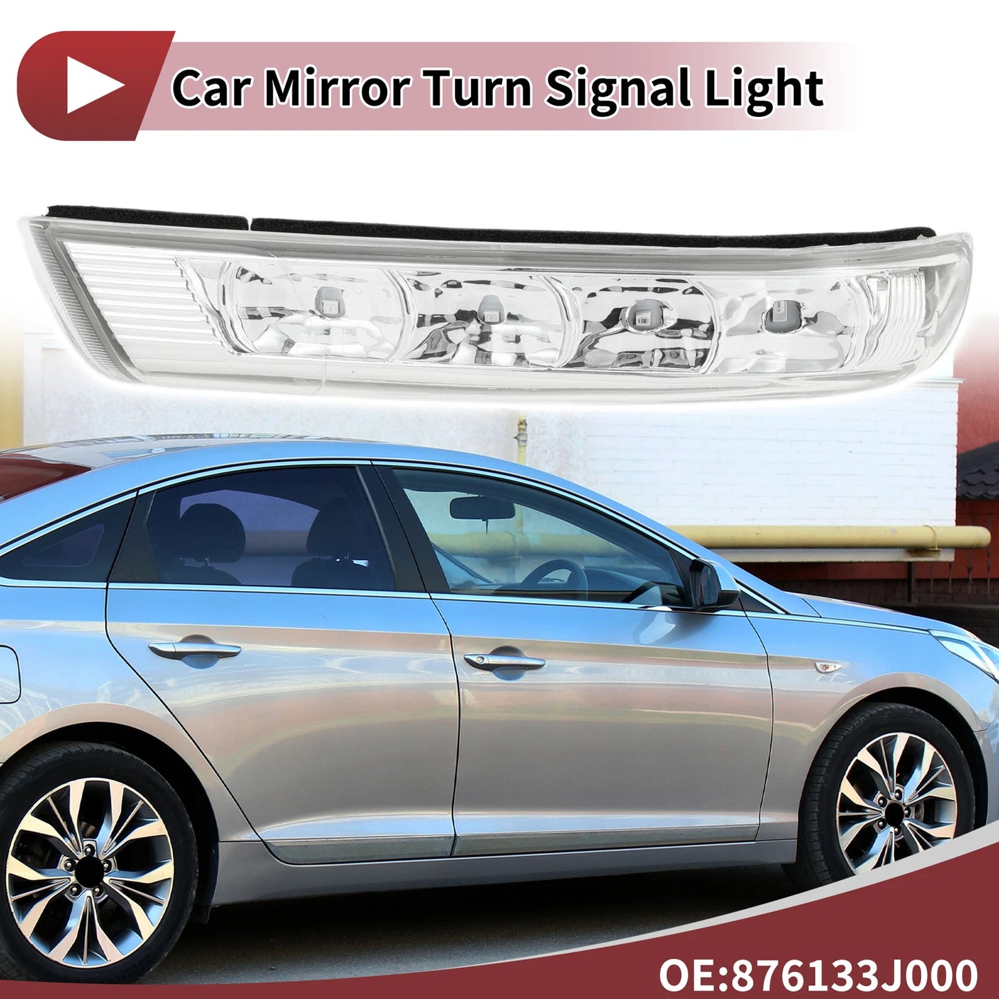 Mirror Turn Signal Light for Hyundai Santa Fe (No. 876133J000, Left, Gray, Clear)