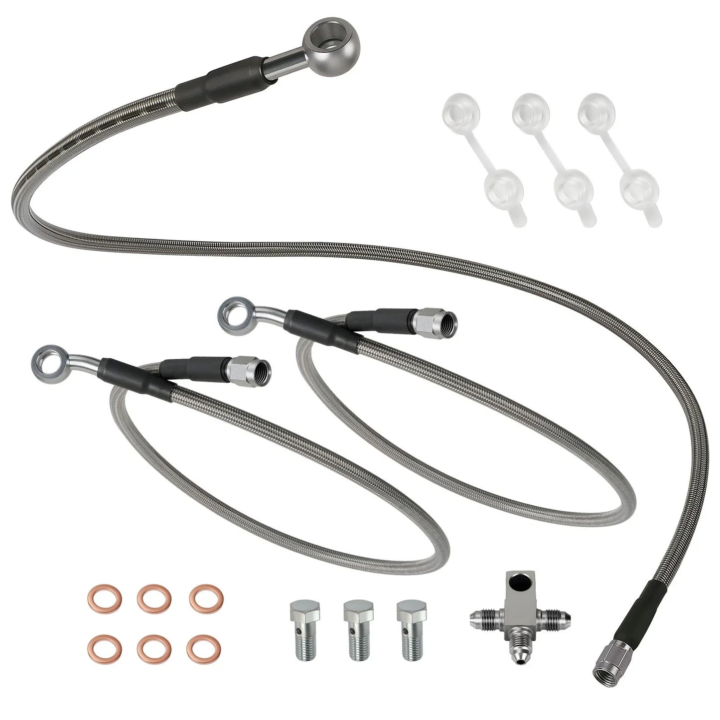 3x Stainless Braided Brake Lines for Arctic Cat DVX 400 (2004–2004)