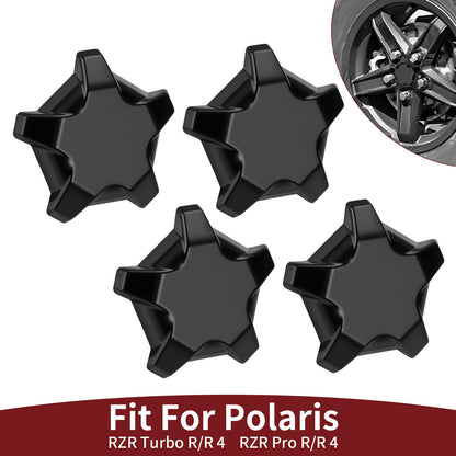 Set of 4 Matte Flash Black 5 Lug Rim Caps for Polaris RZR Turbo Pro R (2022–2024)
