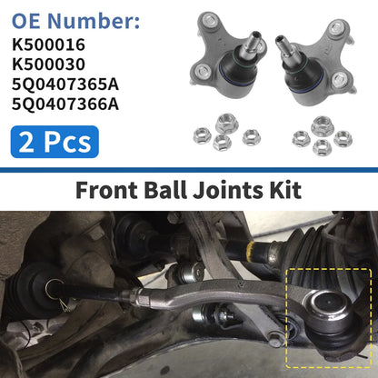 2X Front Lower Ball Joints for VW Caddy (2004–2015) No.K500016/K500030/5Q0407365A