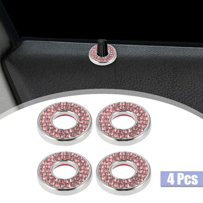 4pcs Pink Bling Car Door Lock Stickers for Mercedes Benz E C Class GLC (2015-2019)