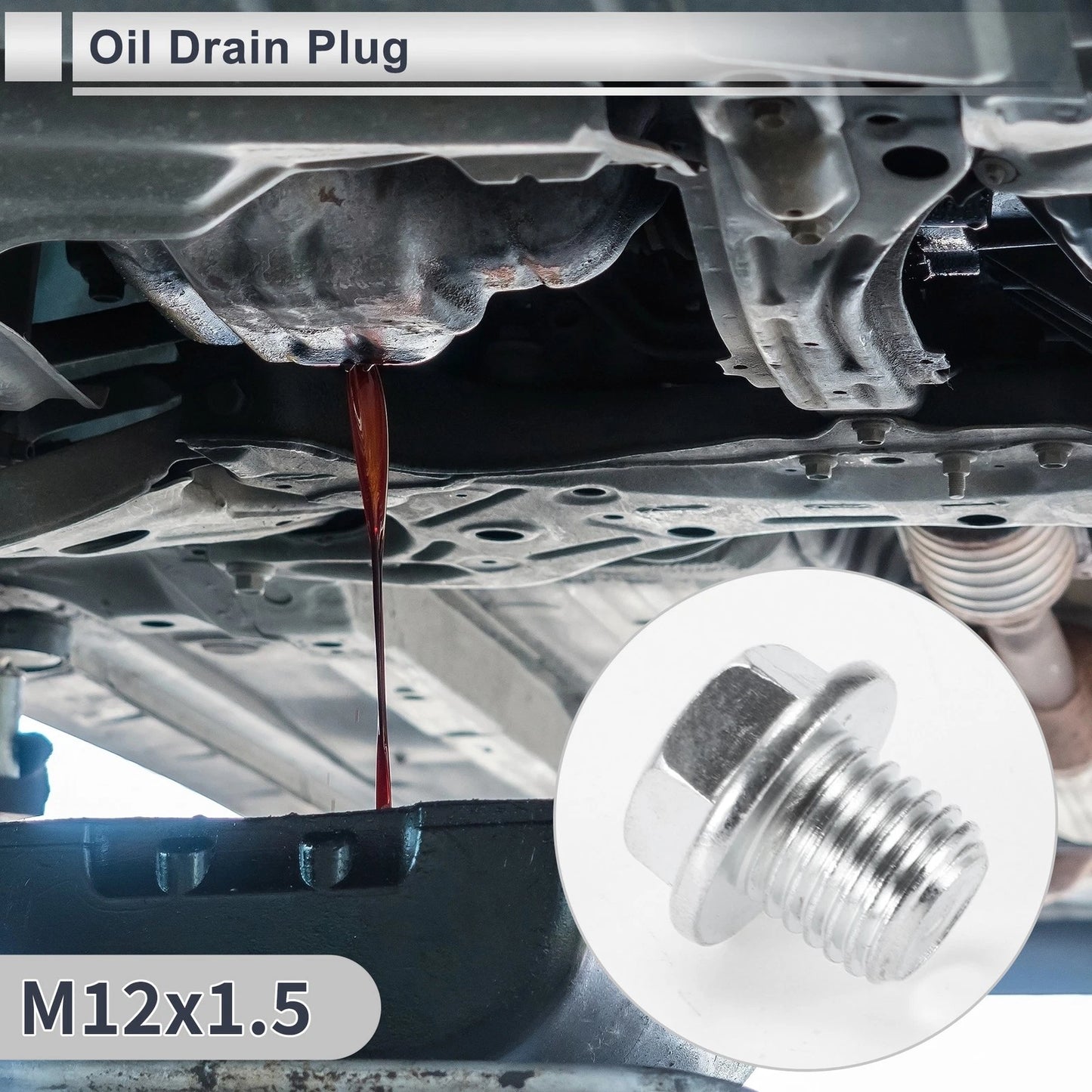 Set of 1 M12x1.5 Engine Oil Drain Plug with Gasket for Car Motorcycle