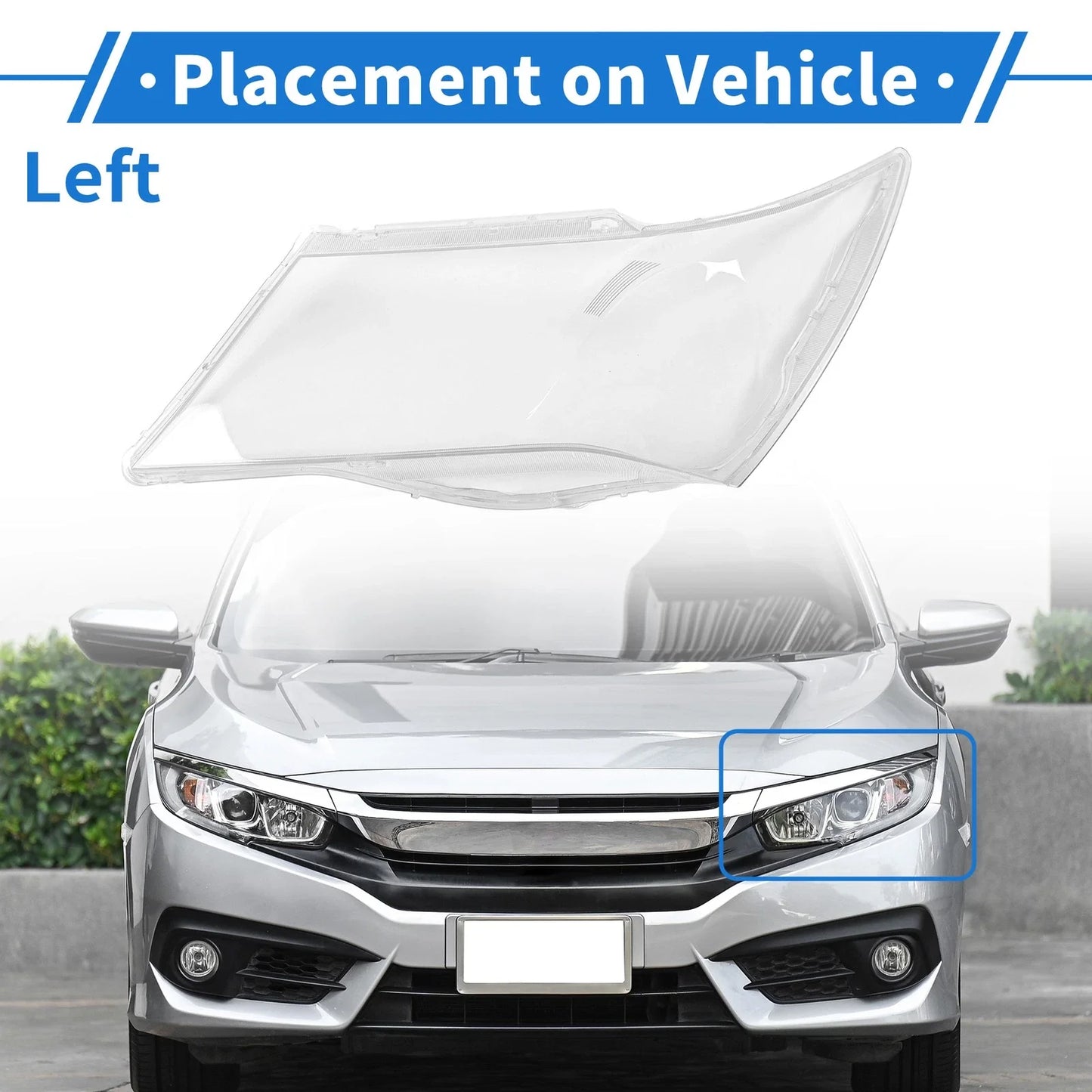 Car Front Left Headlight Lens Cover for Honda Acura 2007-2013 PC Clear