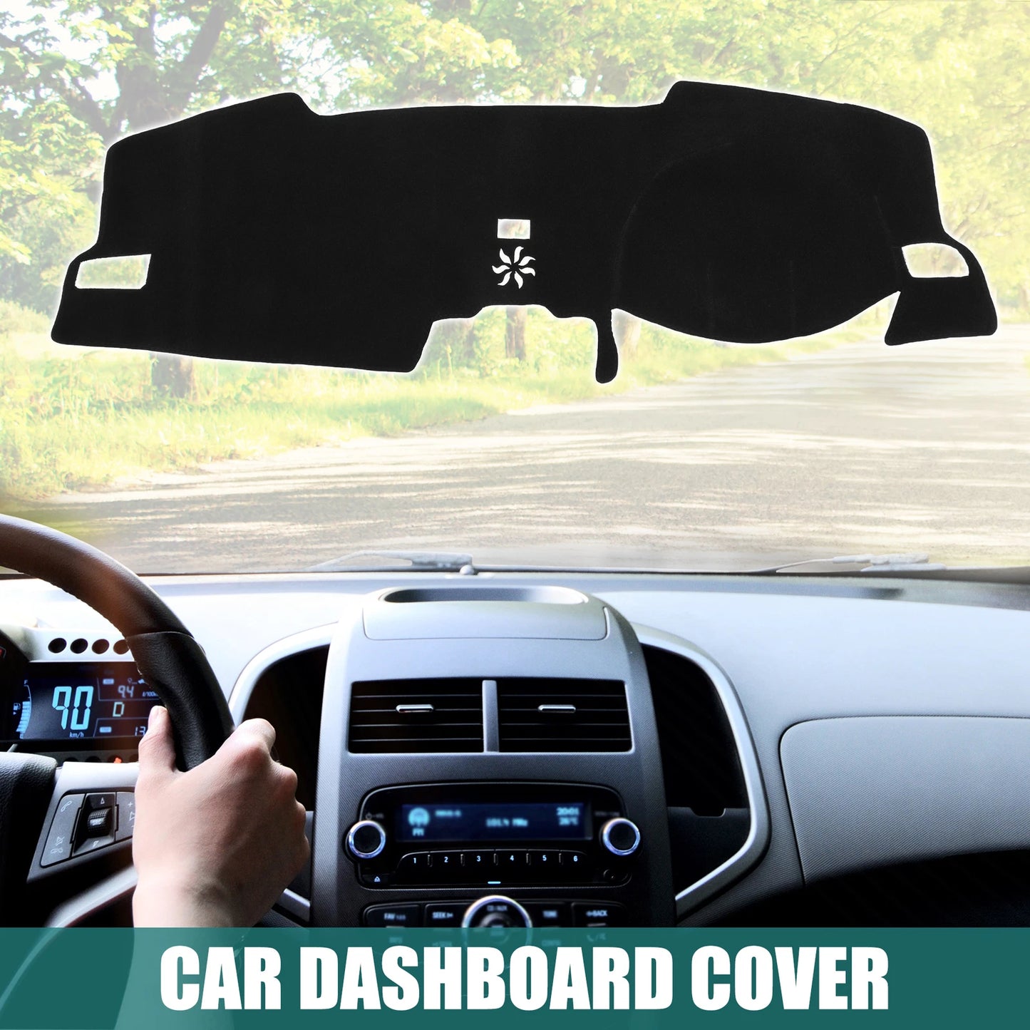 Dashboard Cover Mat for Honda Civic (2020–2023) - Black Polyester Non-slip