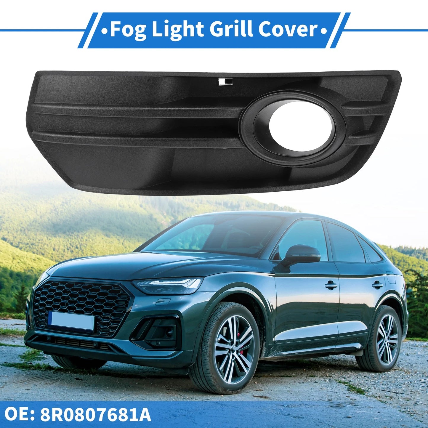 1pc Front Left Fog Light Grill for Audi Q5 (2009–2012) No. 8R0807681A Black