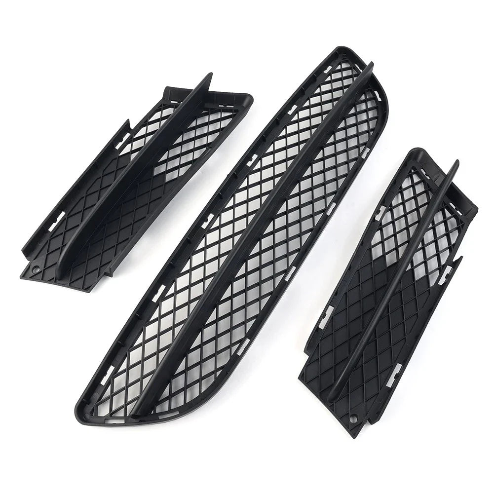 Black Front Lower Bumper Grilles Cover Set for BMW 3 Series E90 E91 (2006-2008)