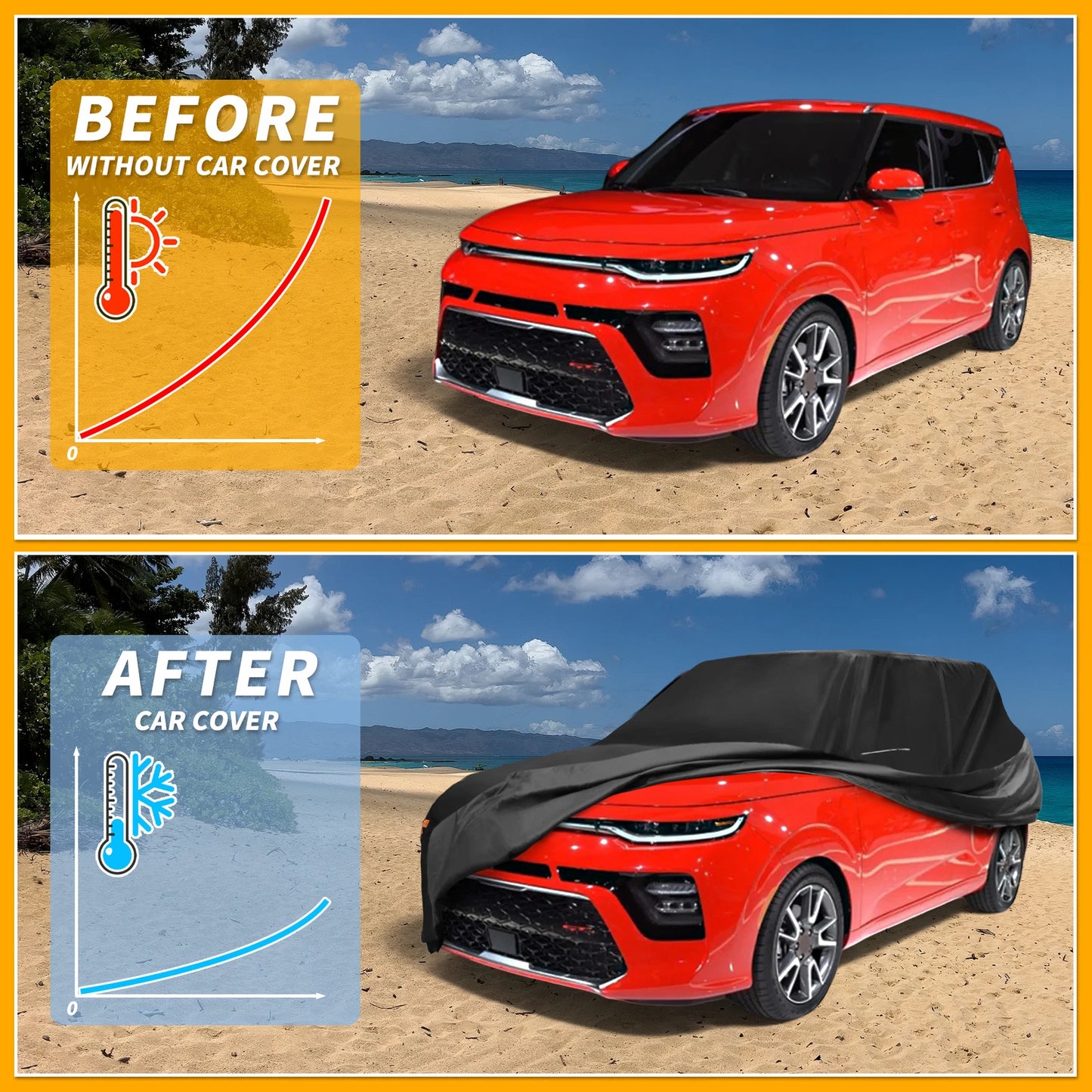 Waterproof Car Cover for Kia Soul (2010–2023) 210D-PU with Zipper