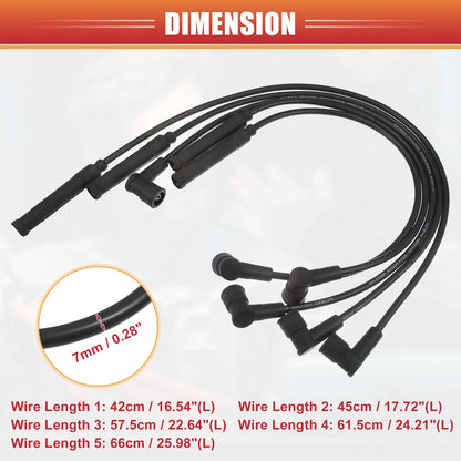 5pcs Spark Plug Wire Ignition Coil Cable for BMW 3 Series E30 E36