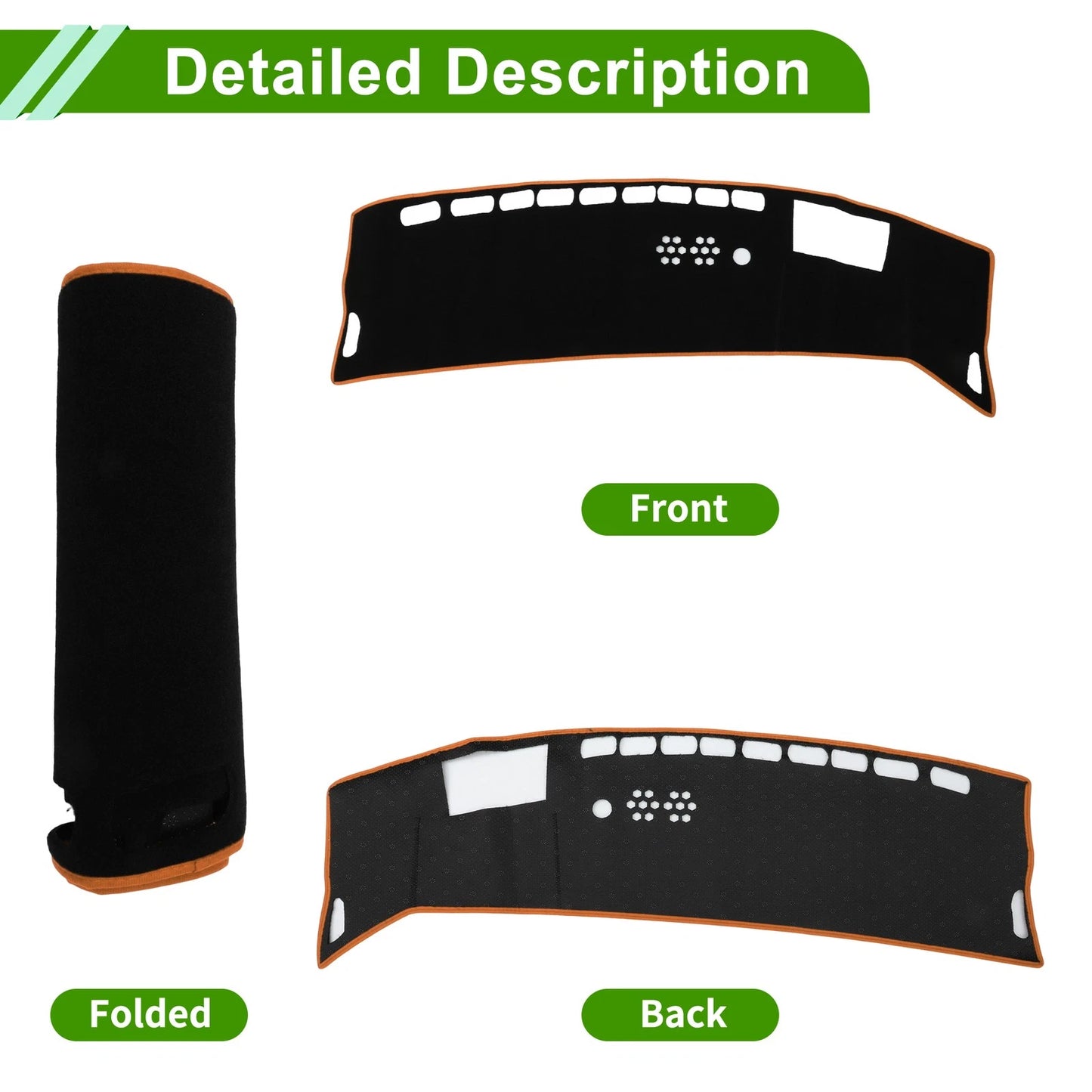 Dashboard Cover for Kia Niro (EV/PHEV/HEV) (2023–2025) HUD Polyester Black Orange