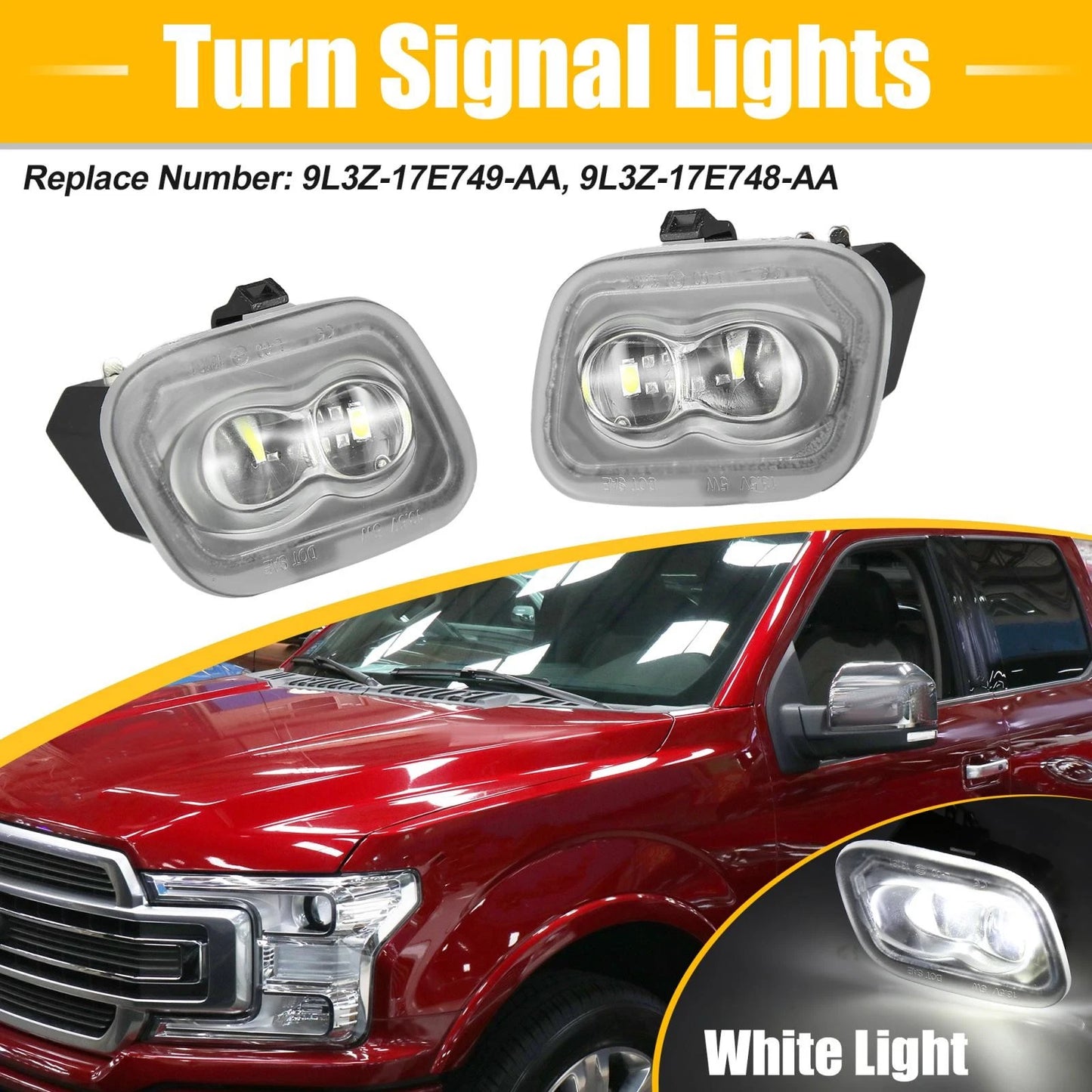 2X Side Puddle Light for Ford F-150 F-250 F-350 F-450 Super Duty (2015–2023) FL3Z13B374B