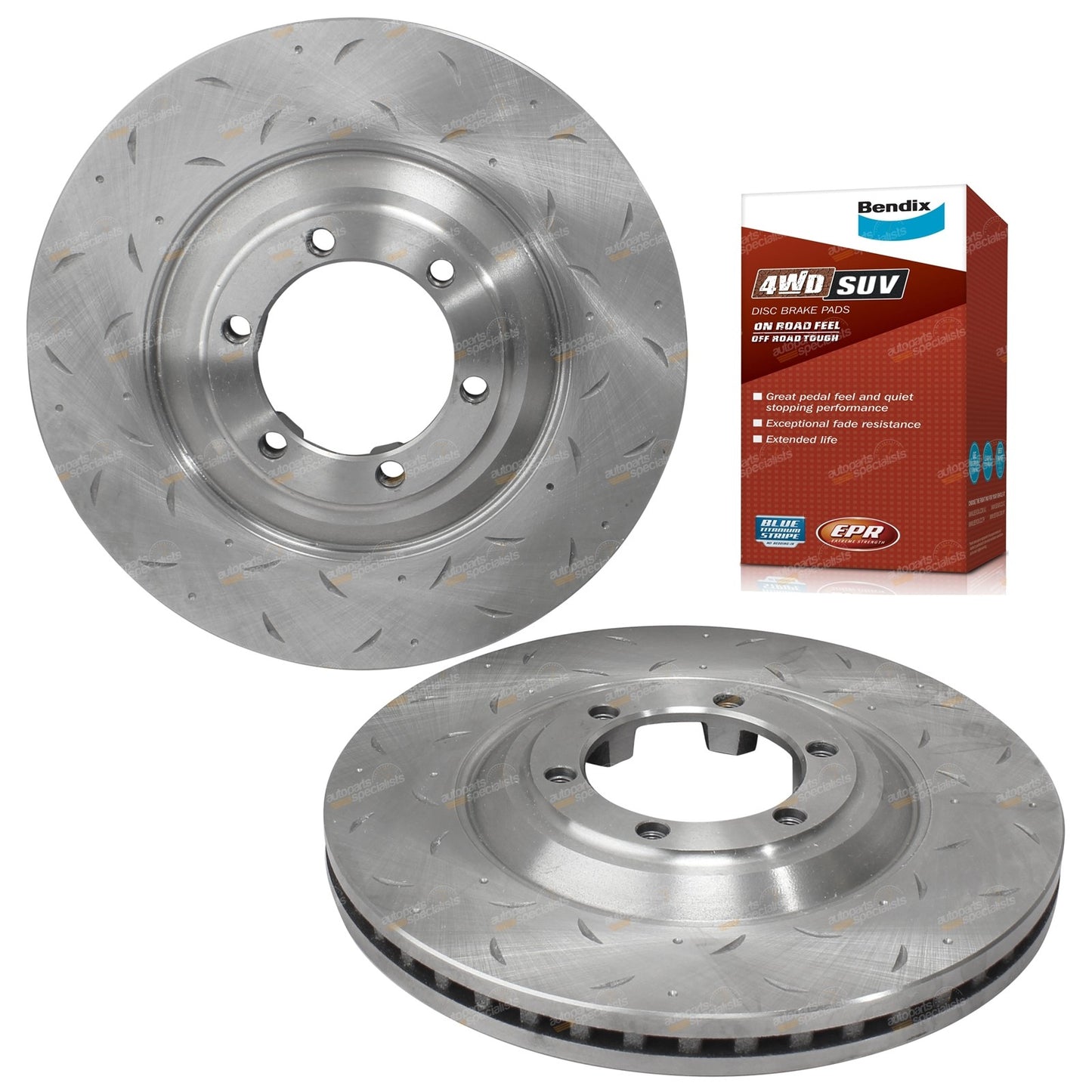 Front Slotted Drilled Disc Brake Rotors + Bendix Pads for Colorado RG (2012–2020)