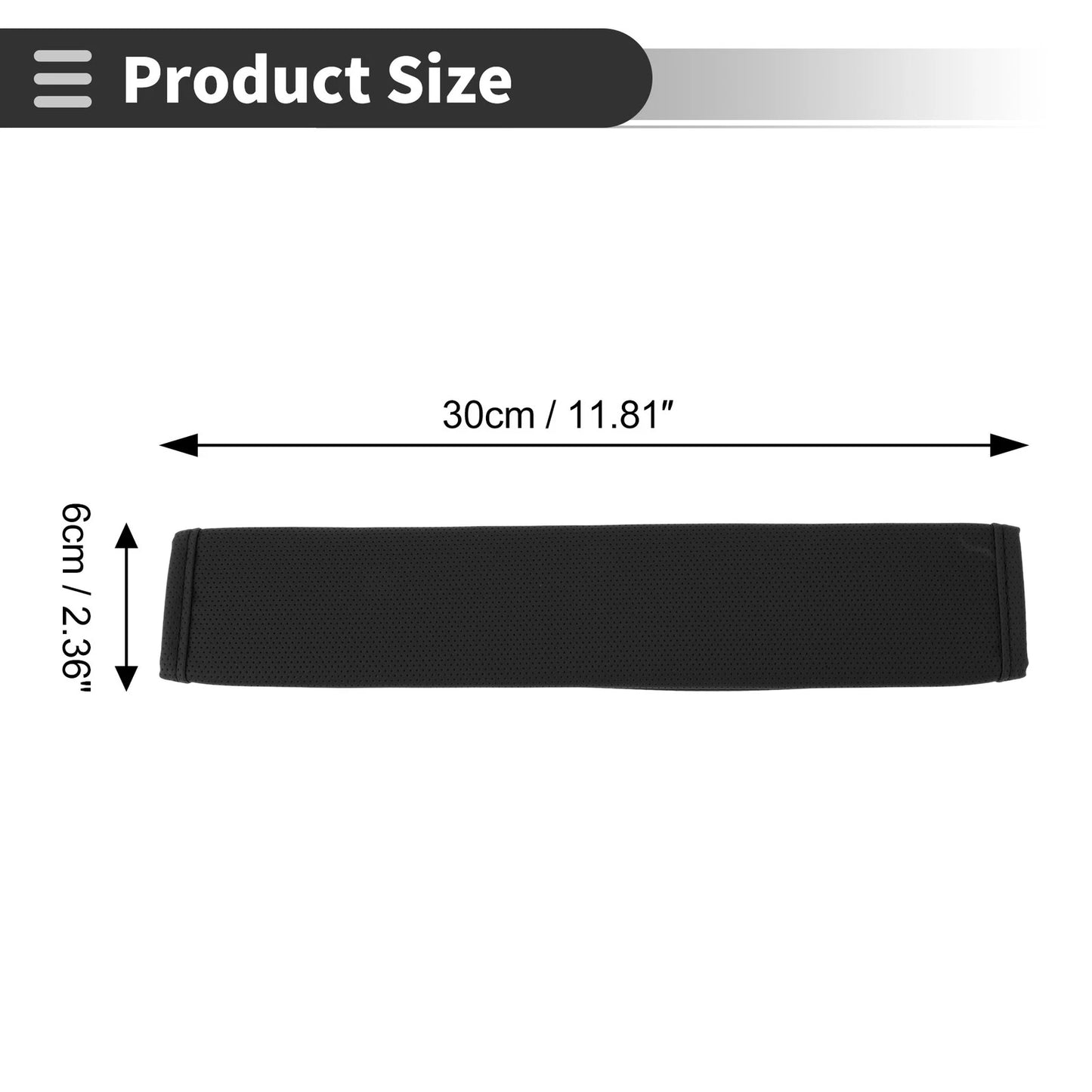 Set of 2 Black Leather Seat Belt Cover Pads for Universal Fit (11.81 inch)