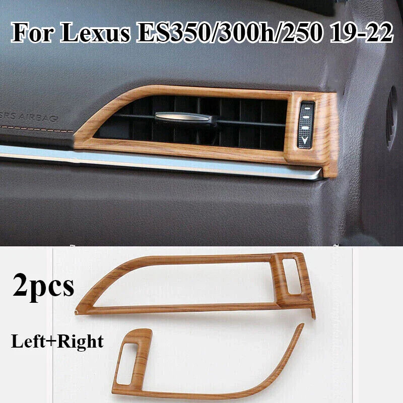 2 x Wood grain ABS Side Air Vent Outlet Cover Trim for Lexus ES350/300h/250 (2019–2022)