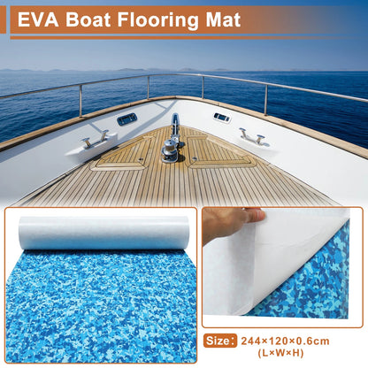 Boat Flooring Strip for Marine Use (96.06"L x 47.24"W, Camouflage Blue)