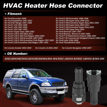 HVAC Heater Hose Connector for Ford Expedition F150 F250 Lincoln (No. 800-404)