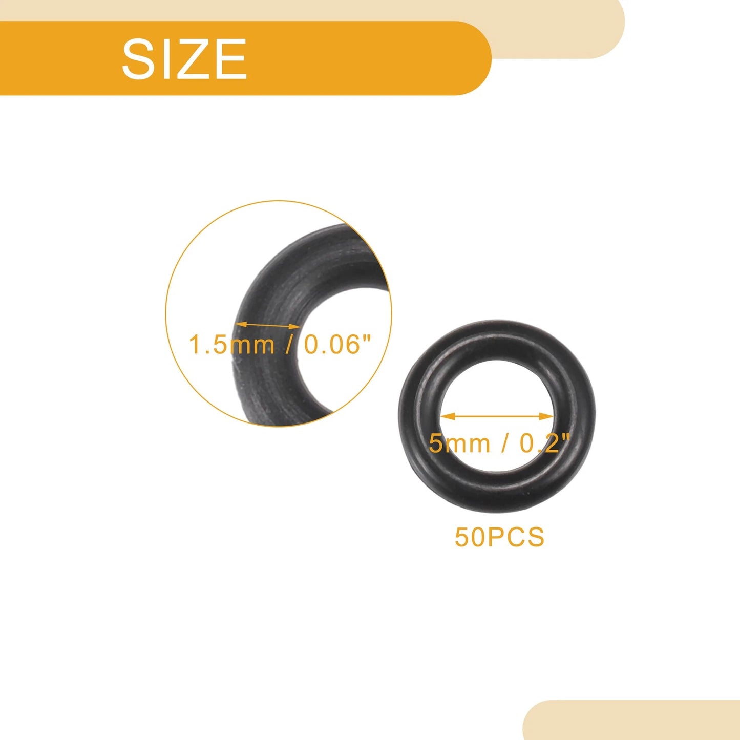 50pcs NBR Rubber O Ring Seal Gasket for Cars Trucks 5mm ID x 1.5mm CS