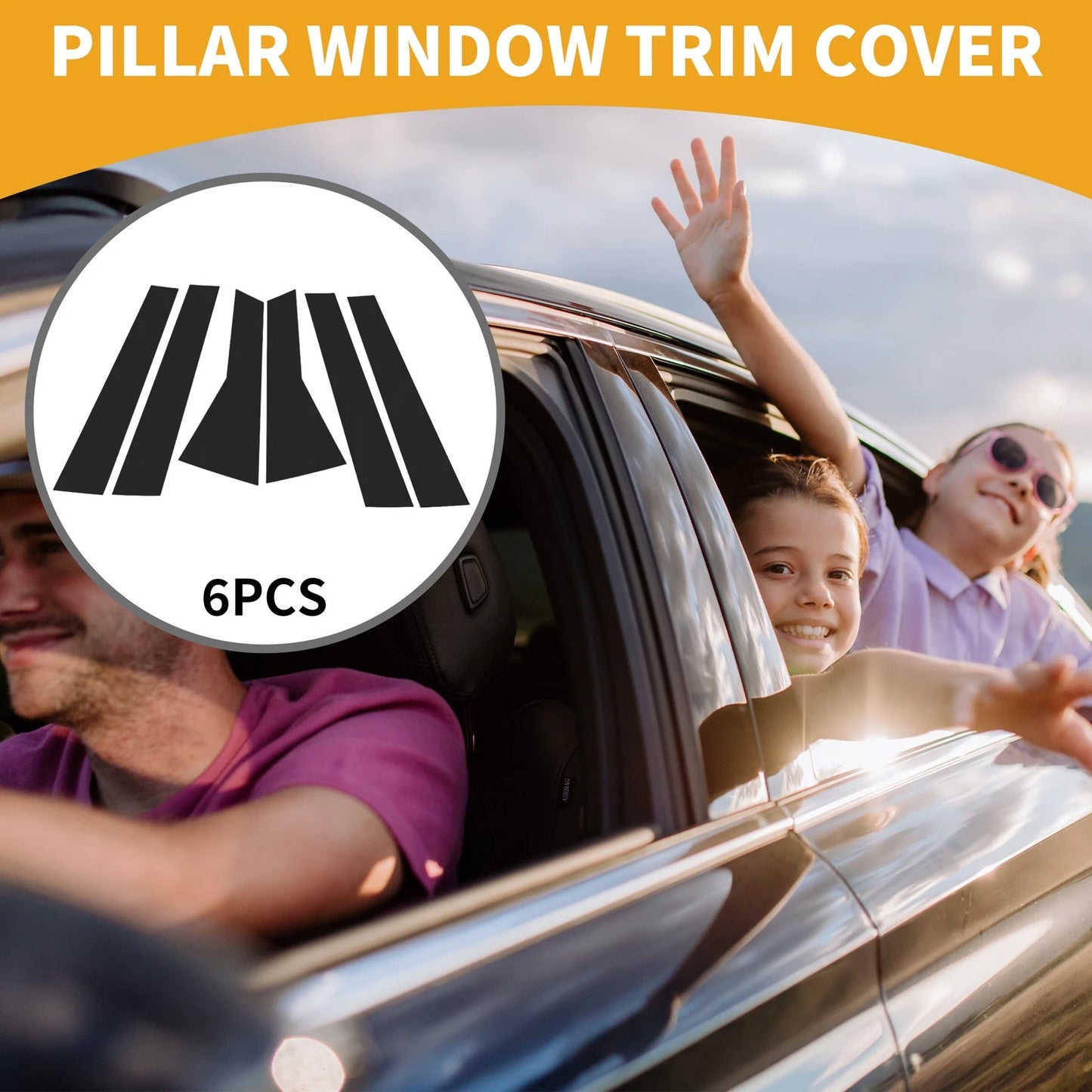 6 Pcs Door Pillar Window Trim for Honda CR-V (2011–2016) Black