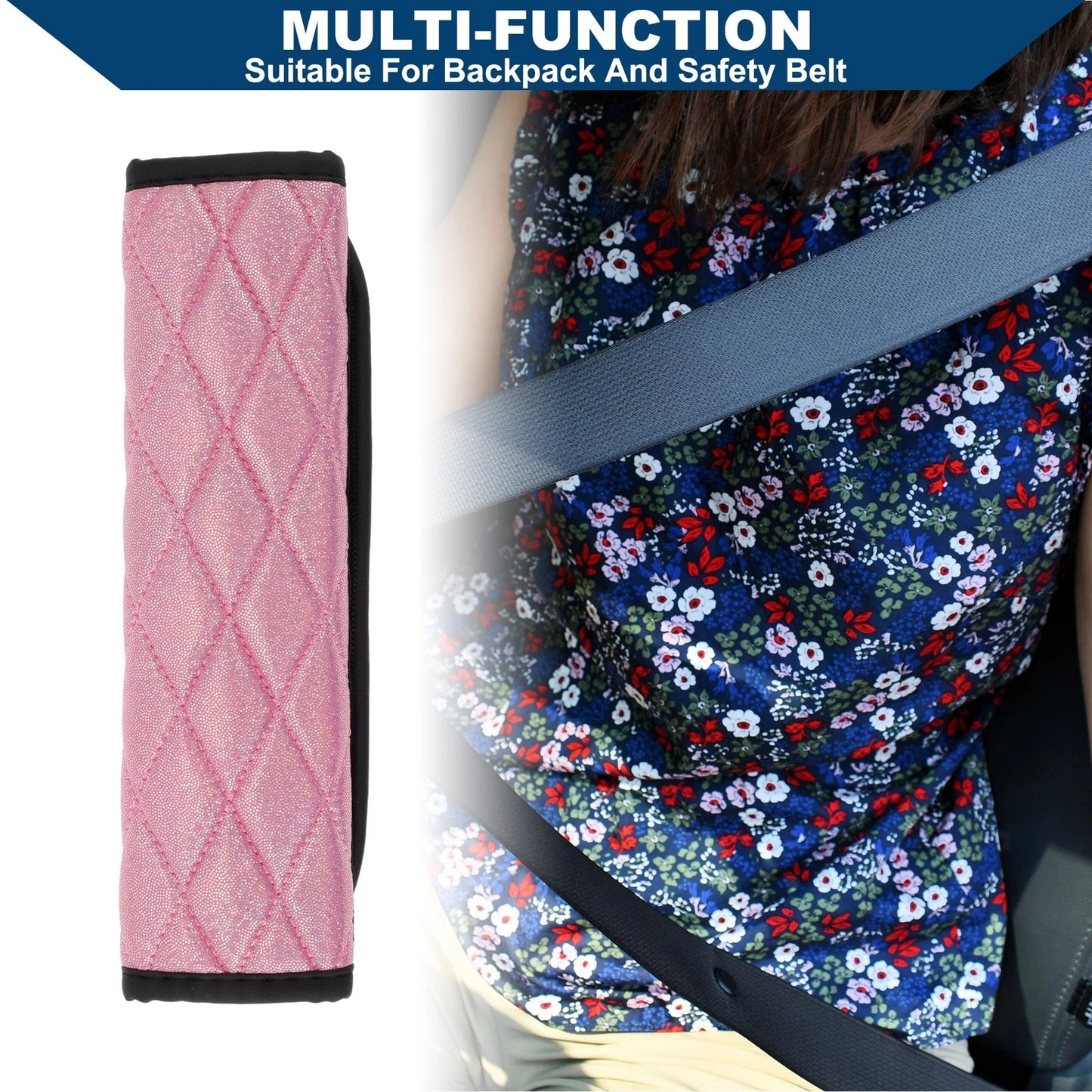 Car Seat Belt Covers for Universal Fit (6.5x23cm) - Pink
