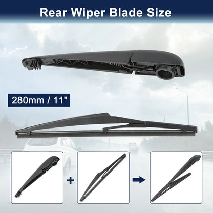 Set of 2 Rear Windshield Wiper Blade Arms for Toyota Matrix (2009–2014) 280mm