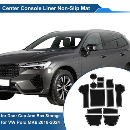 Set of 12 Non-Slip Mats for VW Polo MK6 (2018–2024) PVC White