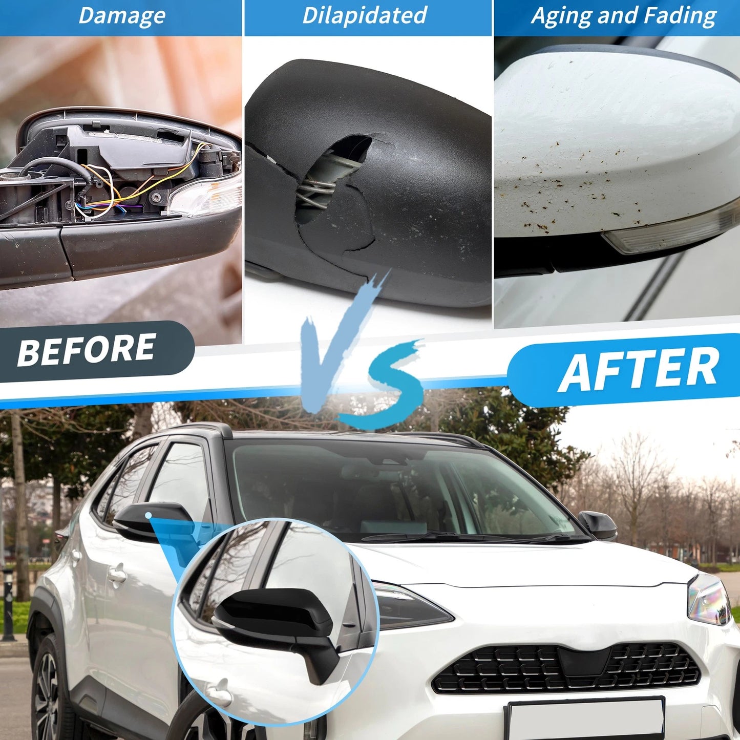 1Pc Glossy Black Right Side Mirror Cap for Toyota Tundra Sequoia (2022–2025)