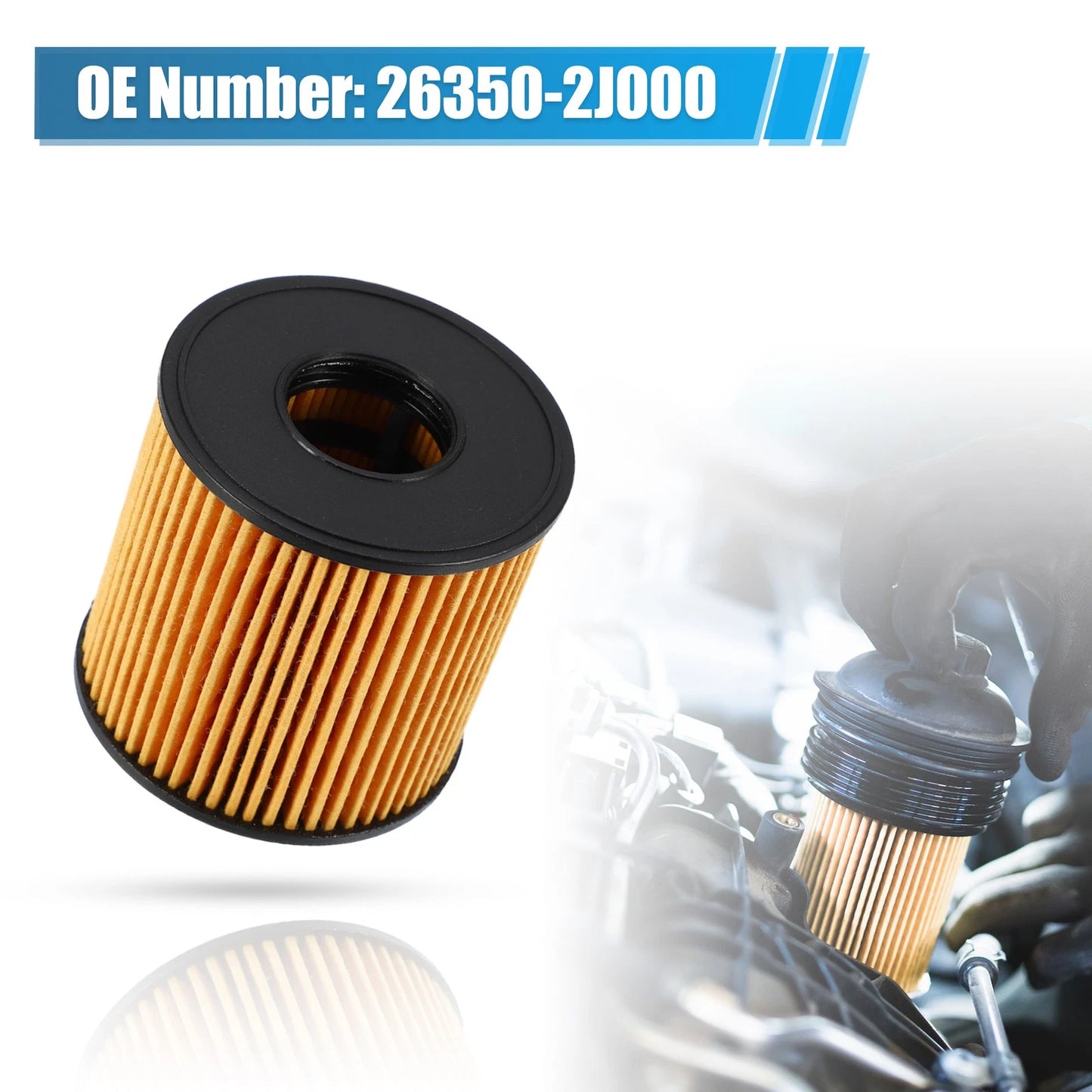 Set of 3 Engine Oil Filters 26350-2J000 for Hyundai Elantra 2.0L (2021–2022)