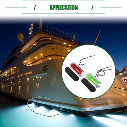 Set of 2 Universal Waterproof Red Green Interior Navigation Lights for Boat