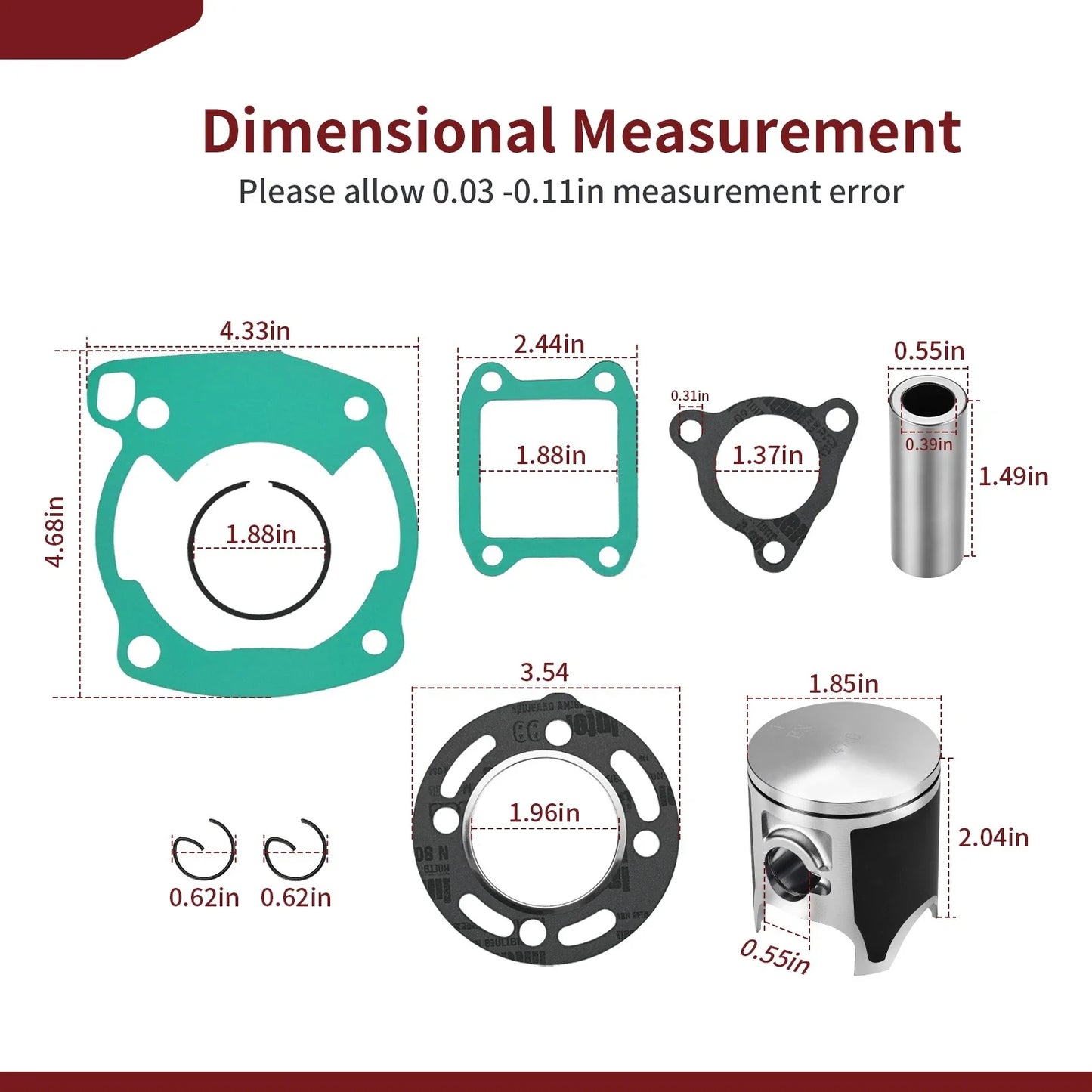 Top End Piston 47mm w/ Gaskets for Honda CR80R (1986–1991)