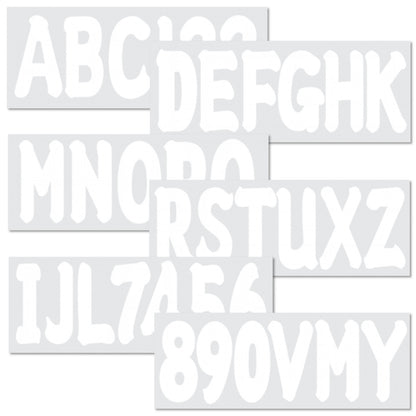 Set of 4 Custom Boat Registration Numbers Decals A-Z & 0-9 White