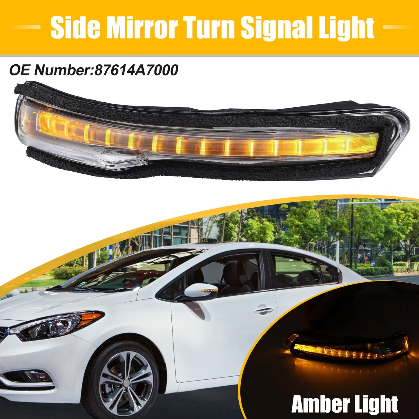 LED Right Side Mirror Turn Signal Amber Light for Kia Forte Forte5 (2014–2018)