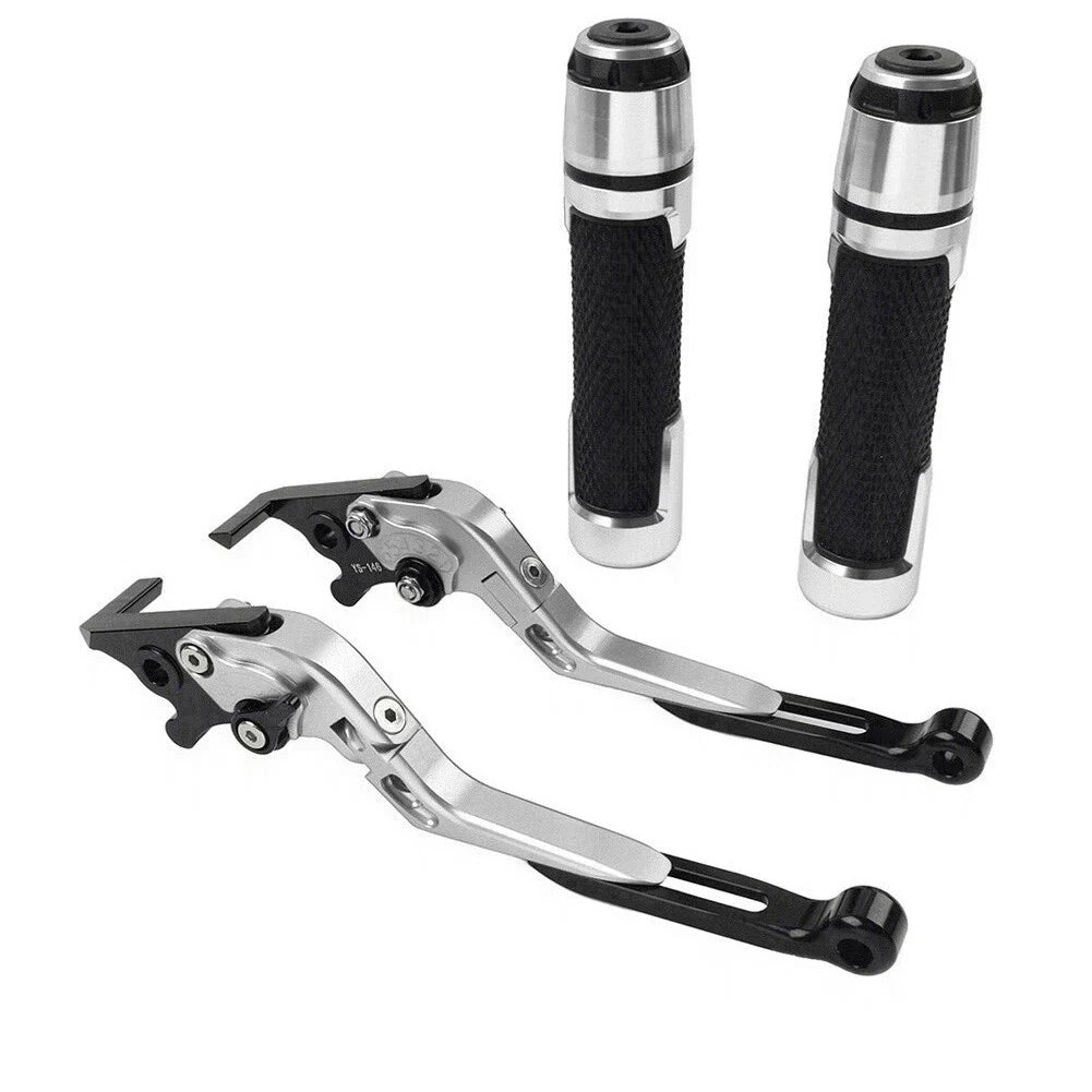 Silver Brake Clutch Lever Handlebar Grip Set for Yamaha MT-15, XSR155
