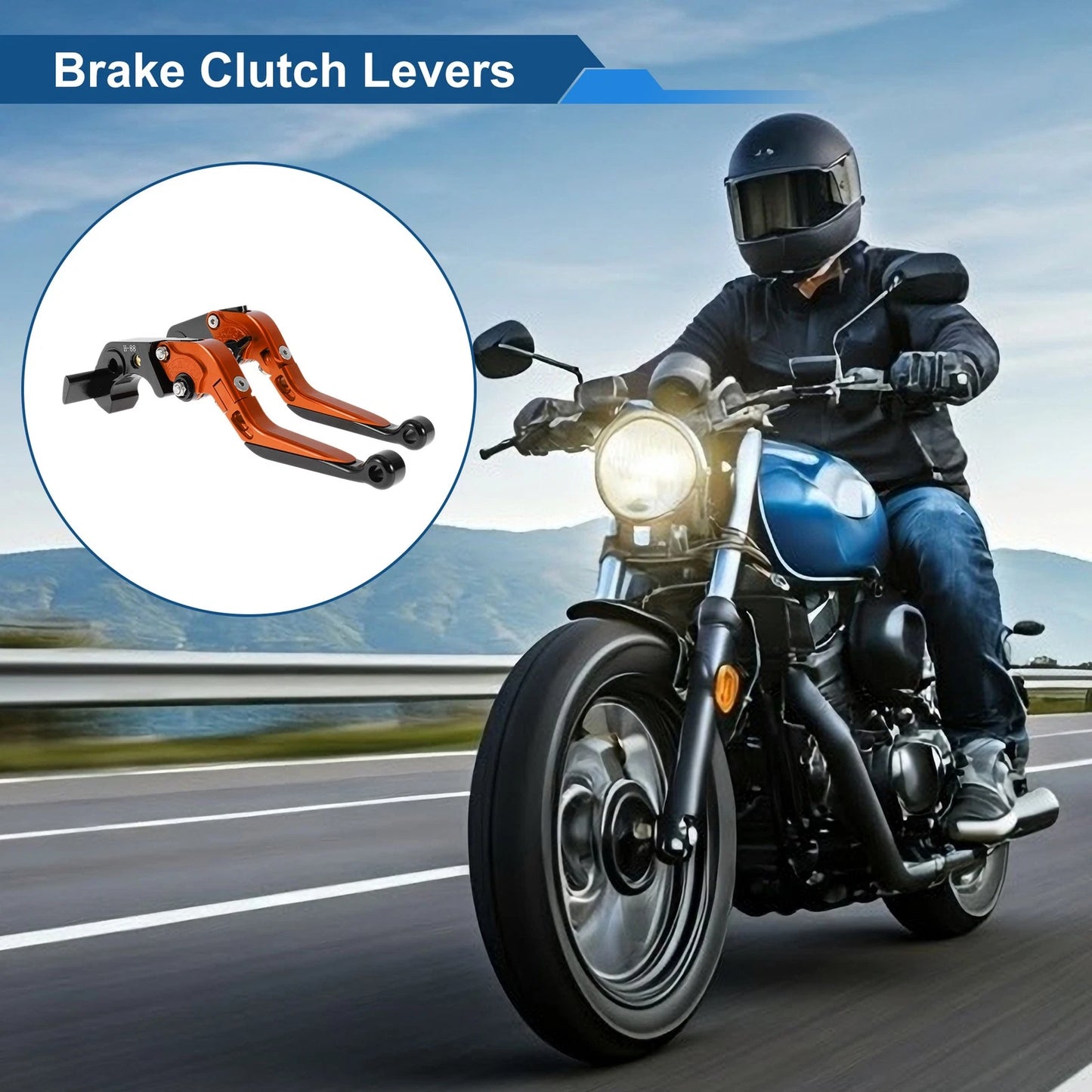 Adjustable Brake Clutch Lever for Kawasaki ZX14R (2006–2023) - Orange Black