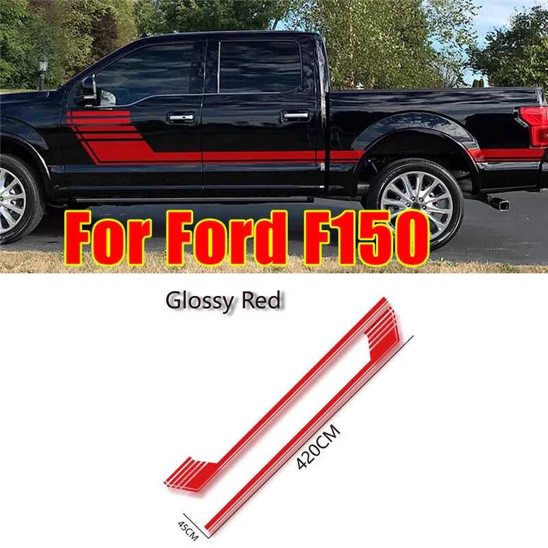 2 x Red Side Door Stripe Graphics Vinyl Sticker for Ford F-150 Sport