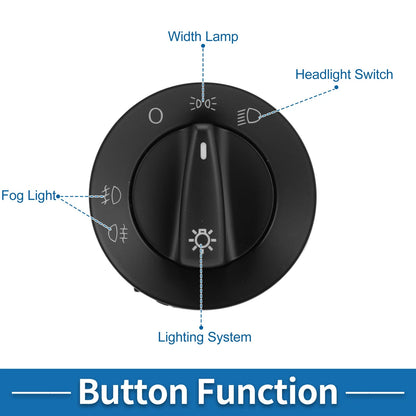 Headlight Switch for Volkswagen Golf, Passat (2000–2005) 1C0941531A20H/1C0941531A