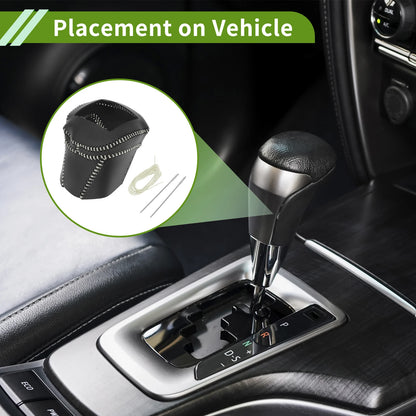 Gear Shift Knob Cover for Nissan Rogue (2021–2024) Black Beige Faux Leather