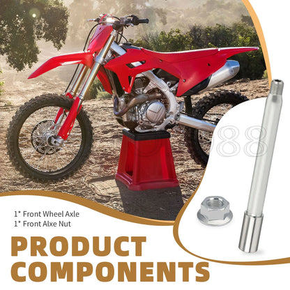 Front Wheel Axle & Nut for Honda CR125R CR250R CRF250R CRF450R (2004–2024)