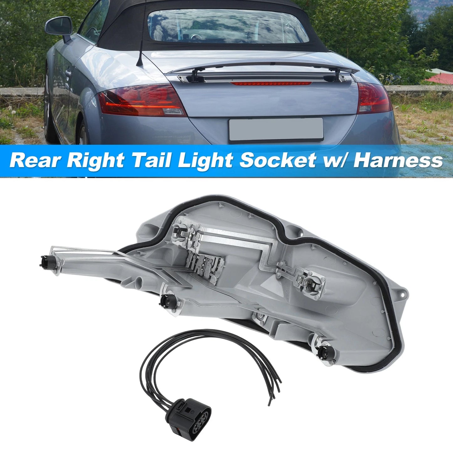 Set of 2 Tail Light Socket Wiring Harness for Audi TT MK2 (2006–2014) 8J0945258A