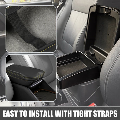 Center Console Armrest Cover for Toyota RAV4 (2019–2023) Black Yellow Stitches
