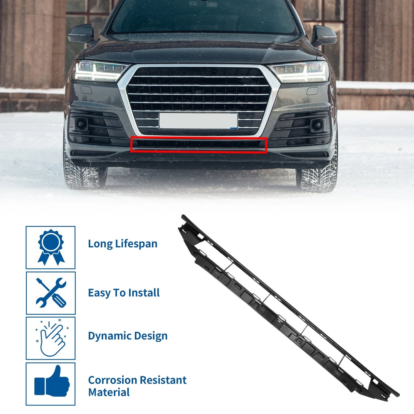 Front Lower Bumper Grille for Audi Q7 (2007–2015) No.4M0807647A Black