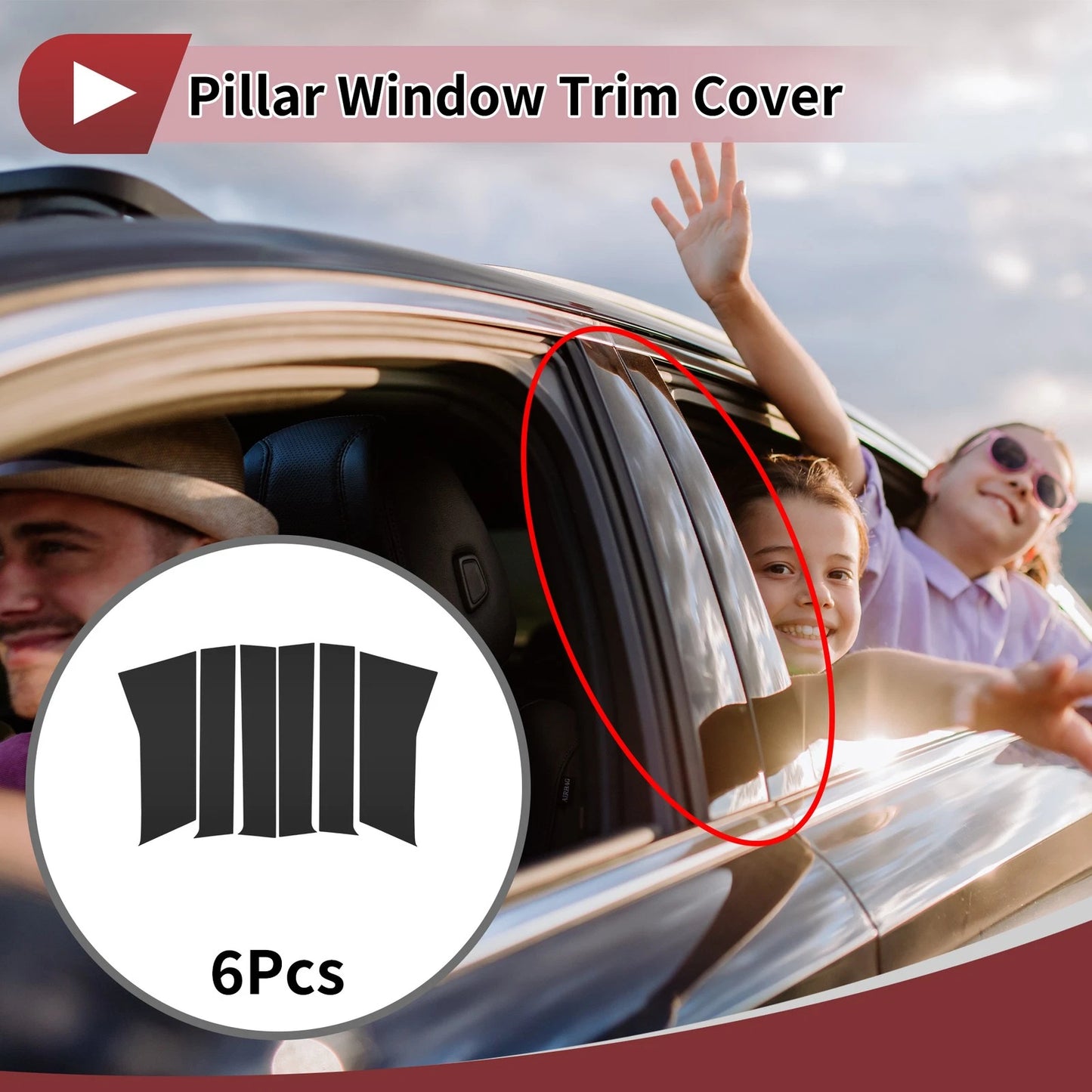 6 Pcs Car Door Pillar Window Trim for Toyota Veloz (2022–2025) Black
