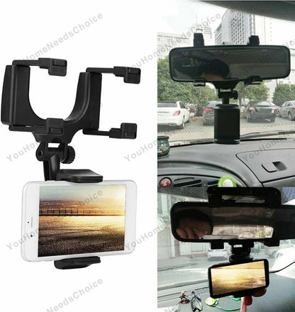 Phone Holder Rear-view Mirror Mount 360° Rotation for Car Truck Smartphone
