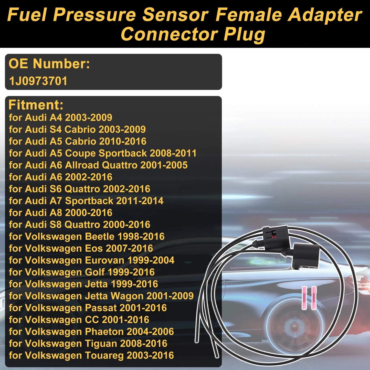 Set of 2 Fuel Pressure Sensor Connector Plug for Audi A4 (2003–2009) No. 1J0973701