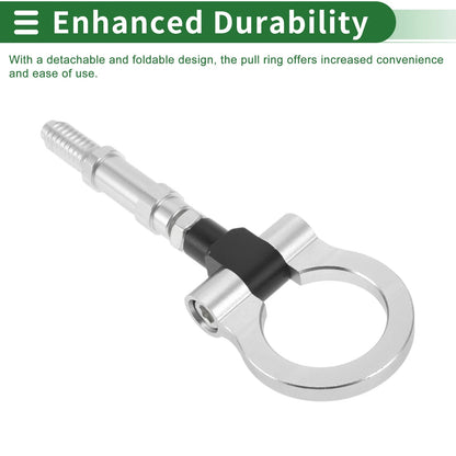 Tow Hook for Volkswagen MK7 (2014–2022) 11mm Aluminum Alloy 122mm Silver Tone
