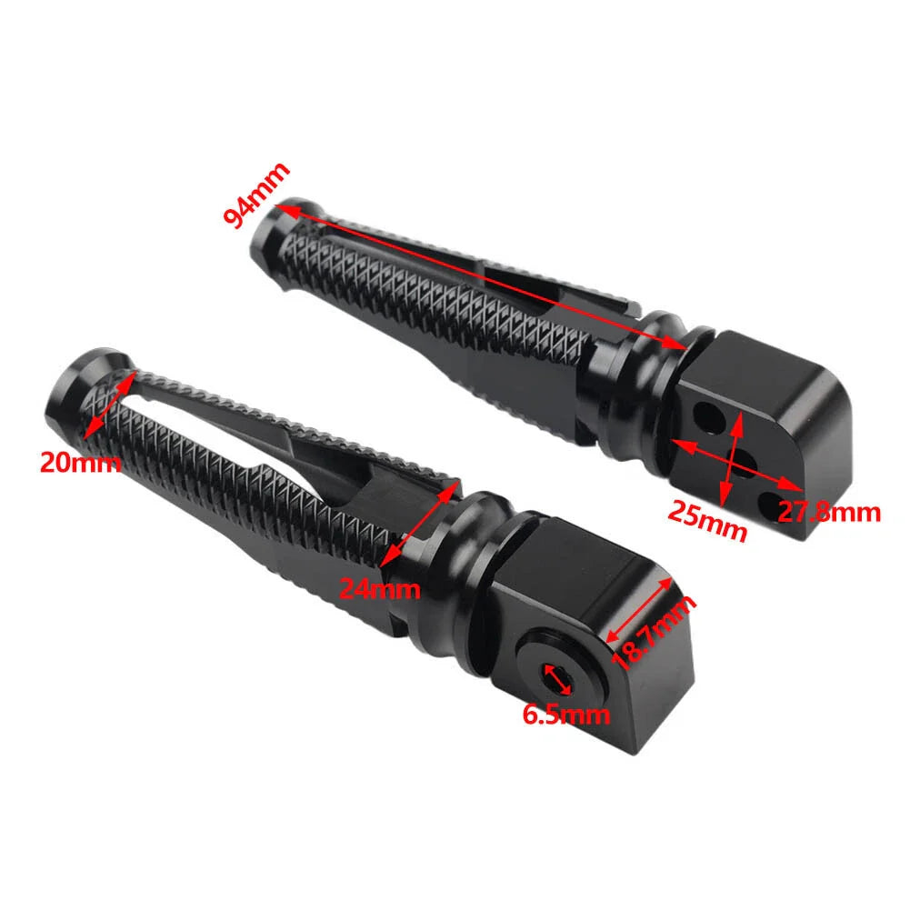 Black Passenger Rear Footrest Pegs for Kawasaki Z300 400 650 900 ZX6R (2015-2023)