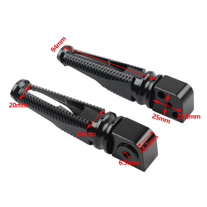 Black Passenger Rear Footrest Pegs for Kawasaki Z300 400 650 900 ZX6R (2015-2023)