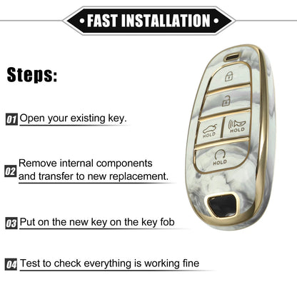 Key Fob Cover for Hyundai Tucson 2020-2022 5 Button Soft TPU Gray