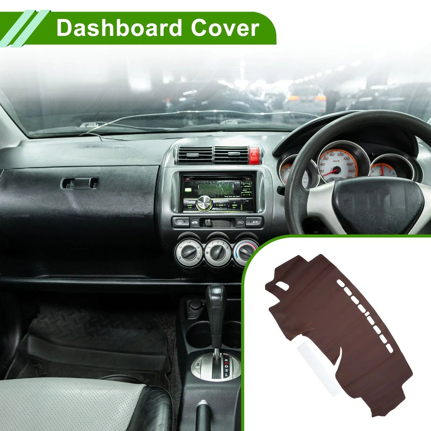 Dashboard Cover Mat for Honda Fit Jazz (2014-2019) - Brown Dash Cover