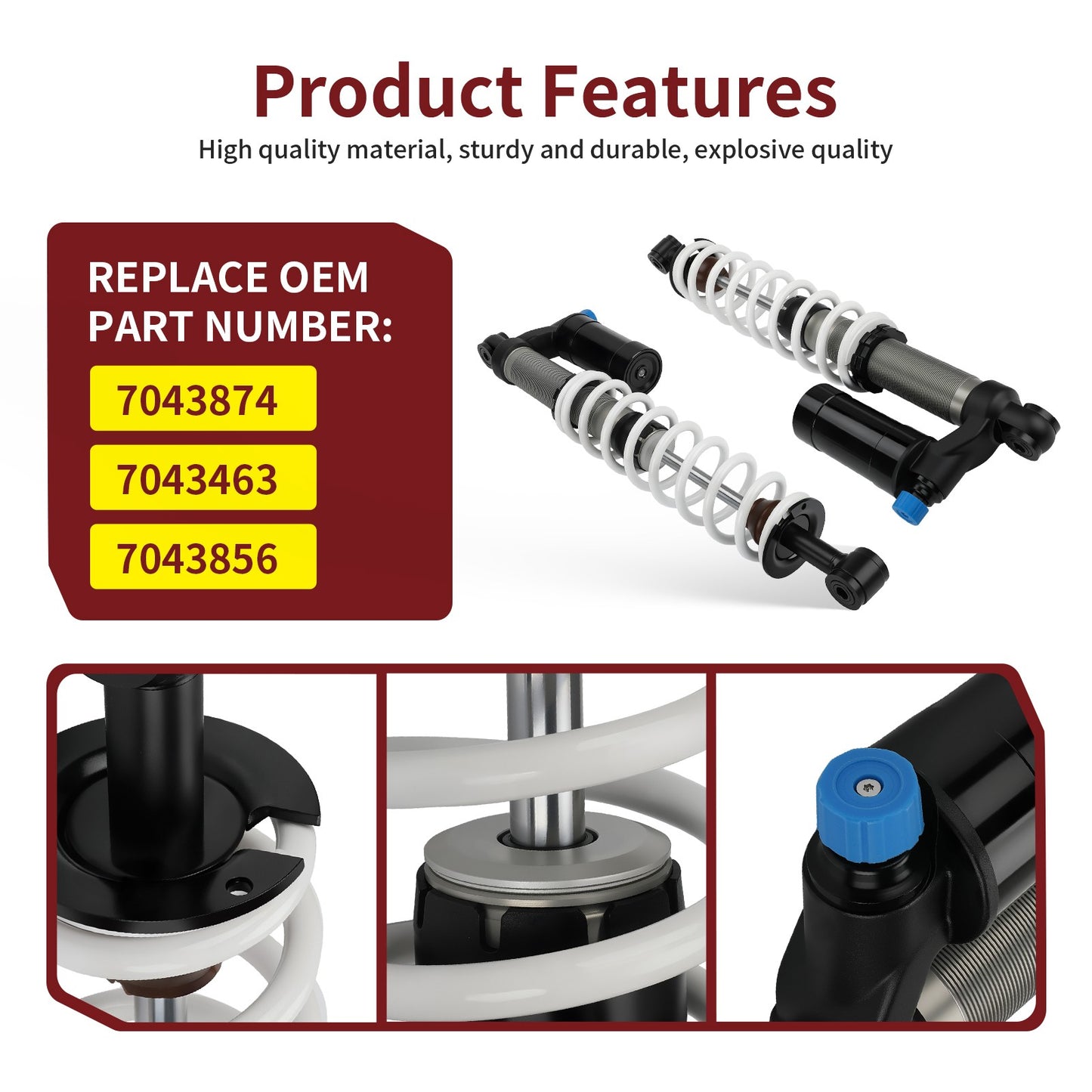 Rear Air Shocks for Polaris Scrambler 850, Sportsman 550, 850, 1000 XP (2014–2023)