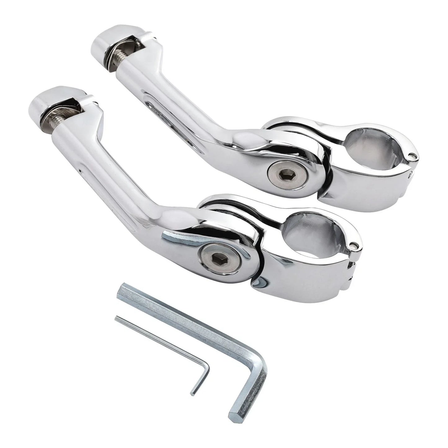 Chrome 1-1/4" Pegstreamliner Long Angled Highway Guard Foot Pegs for Harley